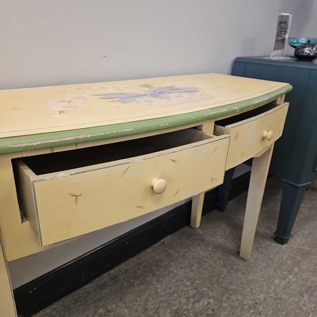 Shabby Chic Hand Painted Cottage 2-Drawer Console Table