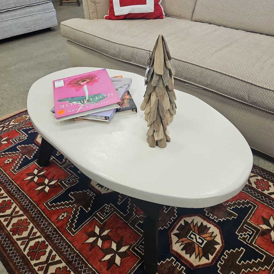 Cream and Black Wood Coffee Table