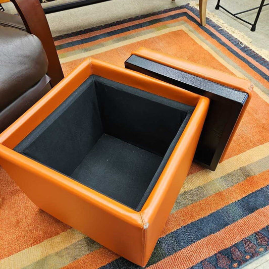 Crate and Barrel Stow Leather Ottoman with Storage