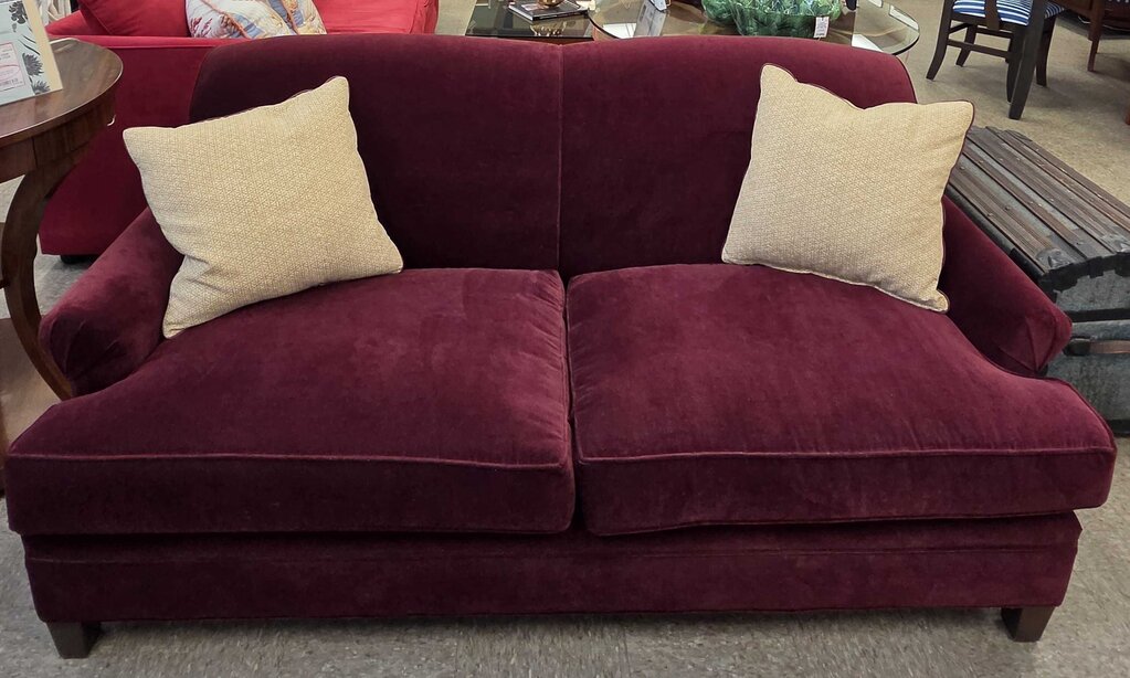 Maiden Home "The Carmine" Sofa in Mohair Crimson
