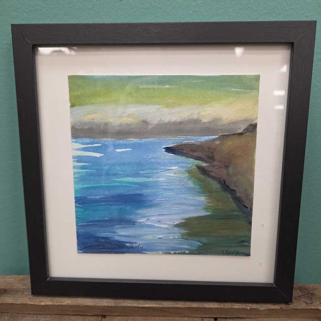 "Maine Coastline Study" - Original Watercolor on Paper by Leanne Bard - Framed