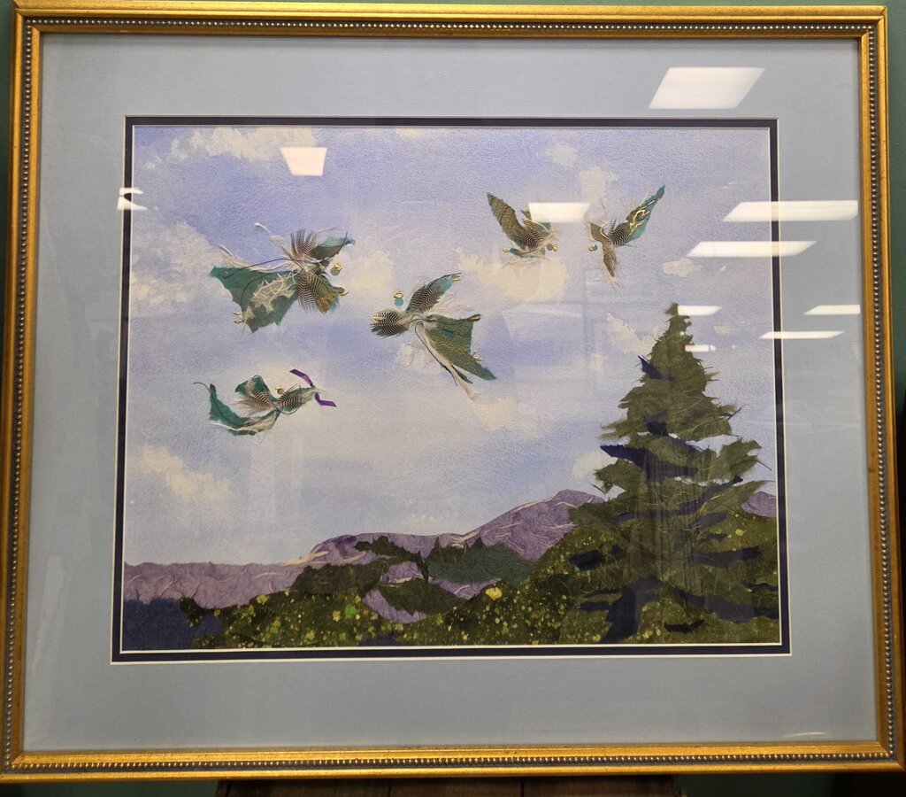Mixed Media Angels Over Forest - Mary L .Pierce