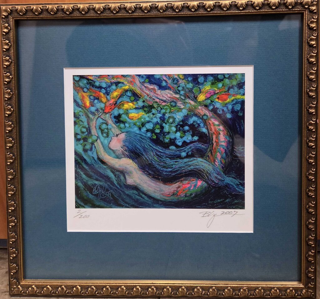 Mermaid and Fish - Print 2/200 by Barbara Yochum