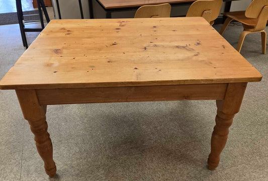 Solid Pine Farmhouse Dining Table with Turned Legs