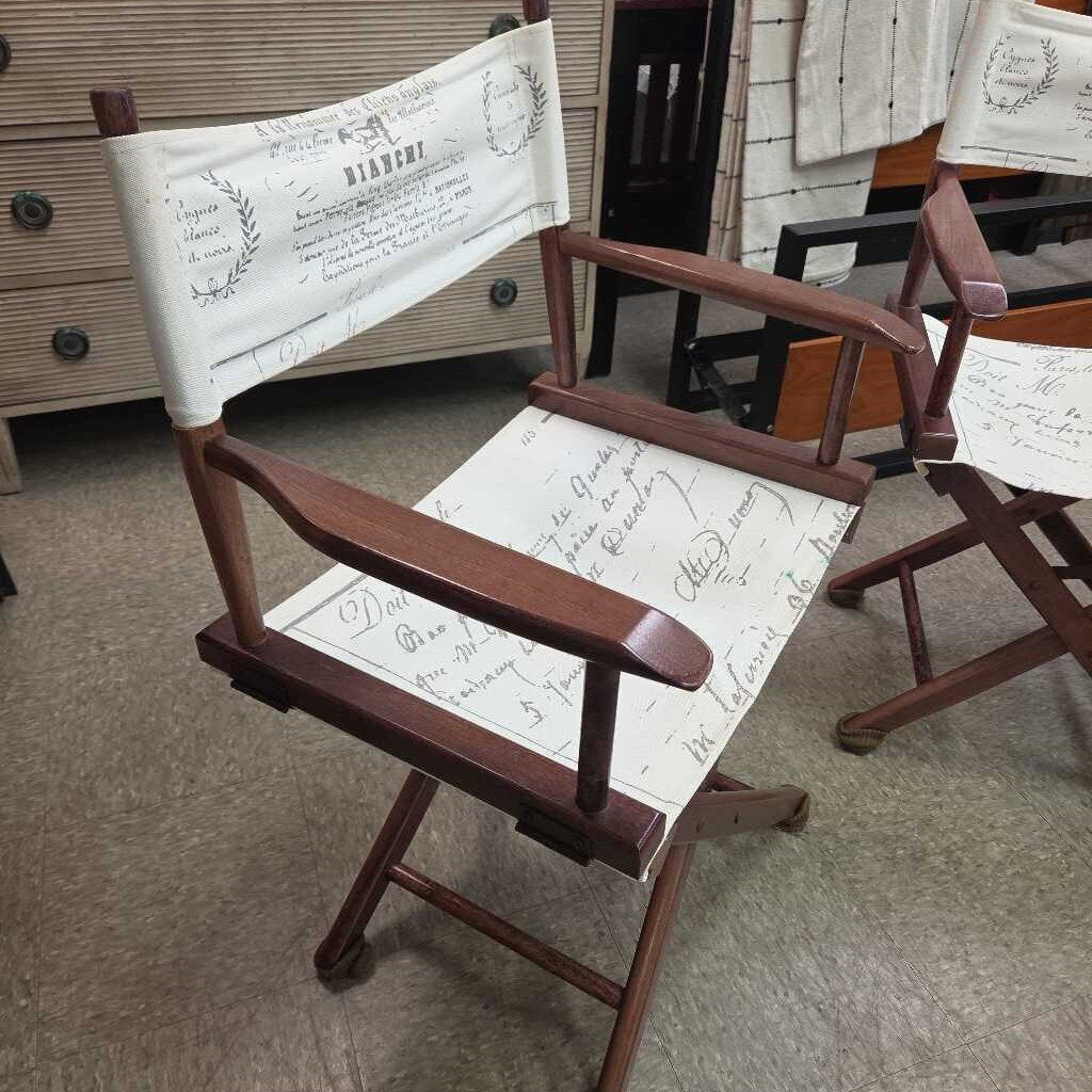 "Bianchi" Canvas Folding Director's Chait with Stained Wood Frame