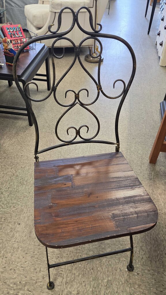 Vintage Metal and Wood Ice Cream Parlor Chair