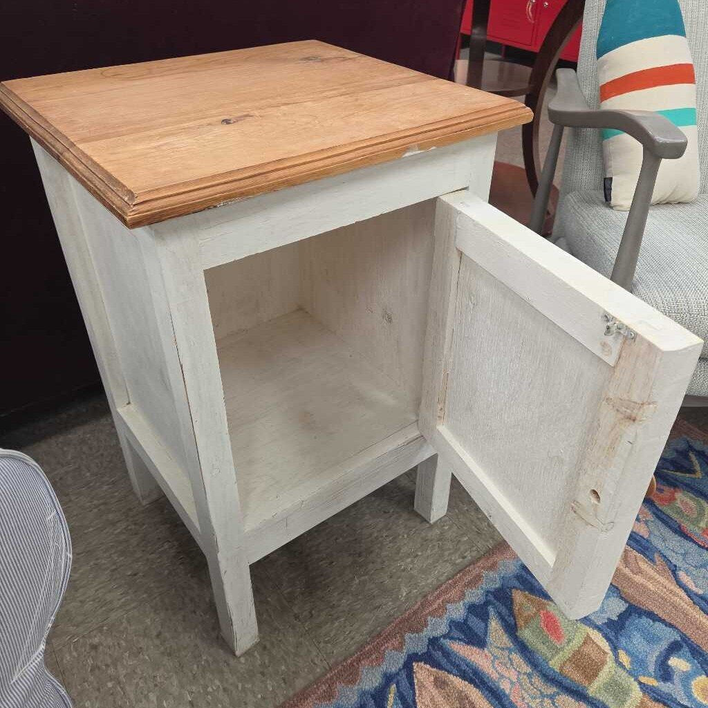 Solid Wood Shabby-Chic Cottage Style Single Door Cabinet