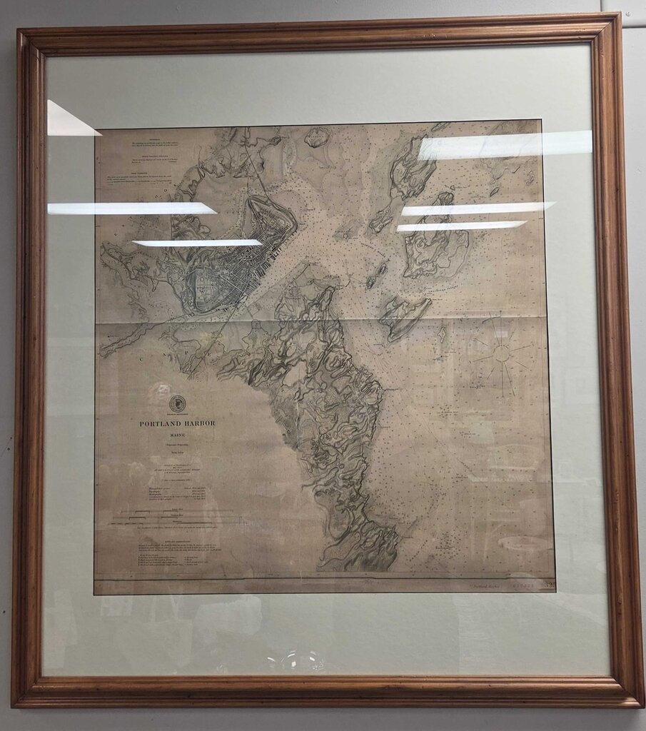 Custom Framed Facsimile Nautical Map of Portland Maine, 1903