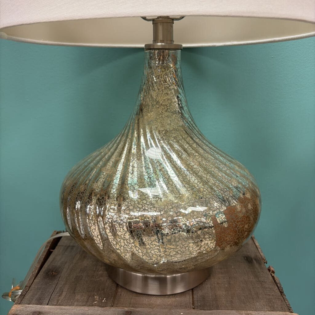 Modern Glass Table Lamp with White Shade