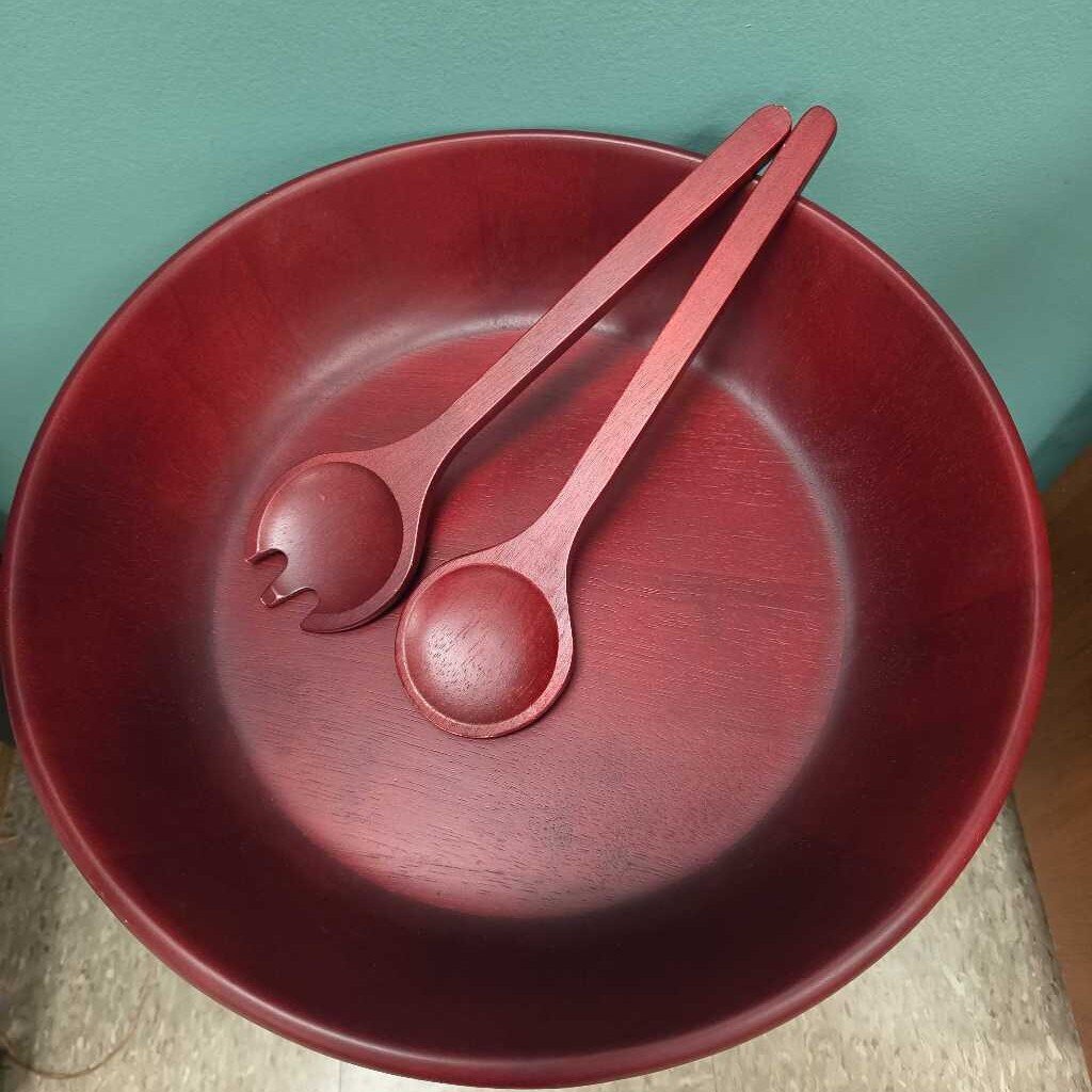 David & Carey International Acacia Wood Serving Bowl and Tongs