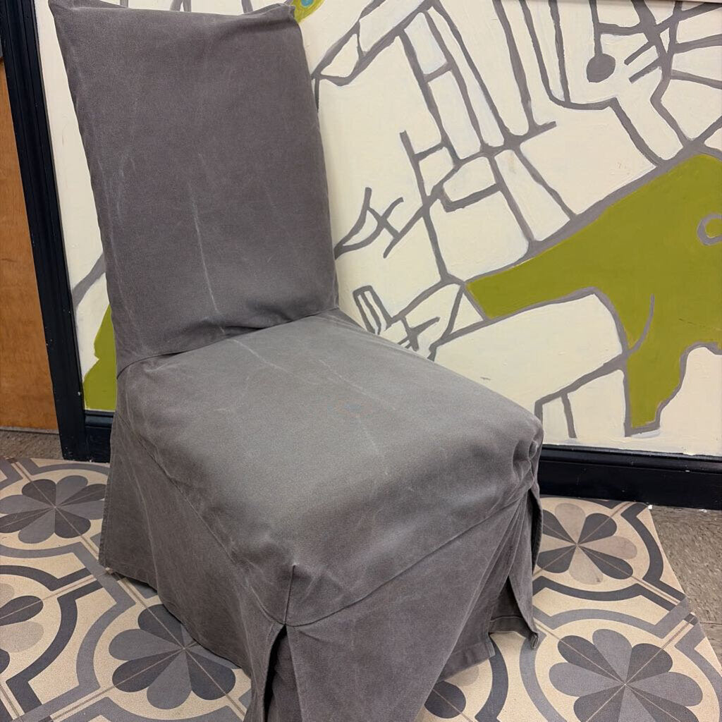Gray Dining Chair with Slipcover