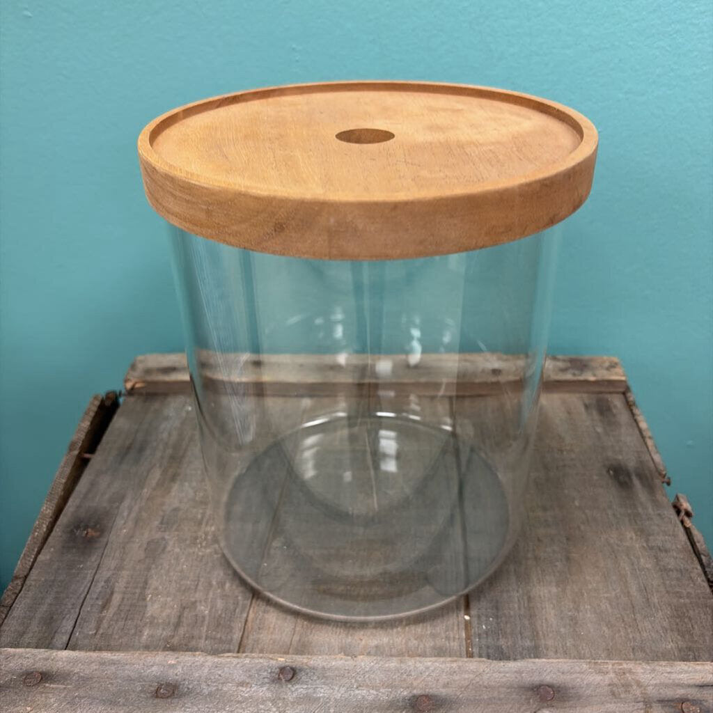 Glass Storage Container with Wooden Lid