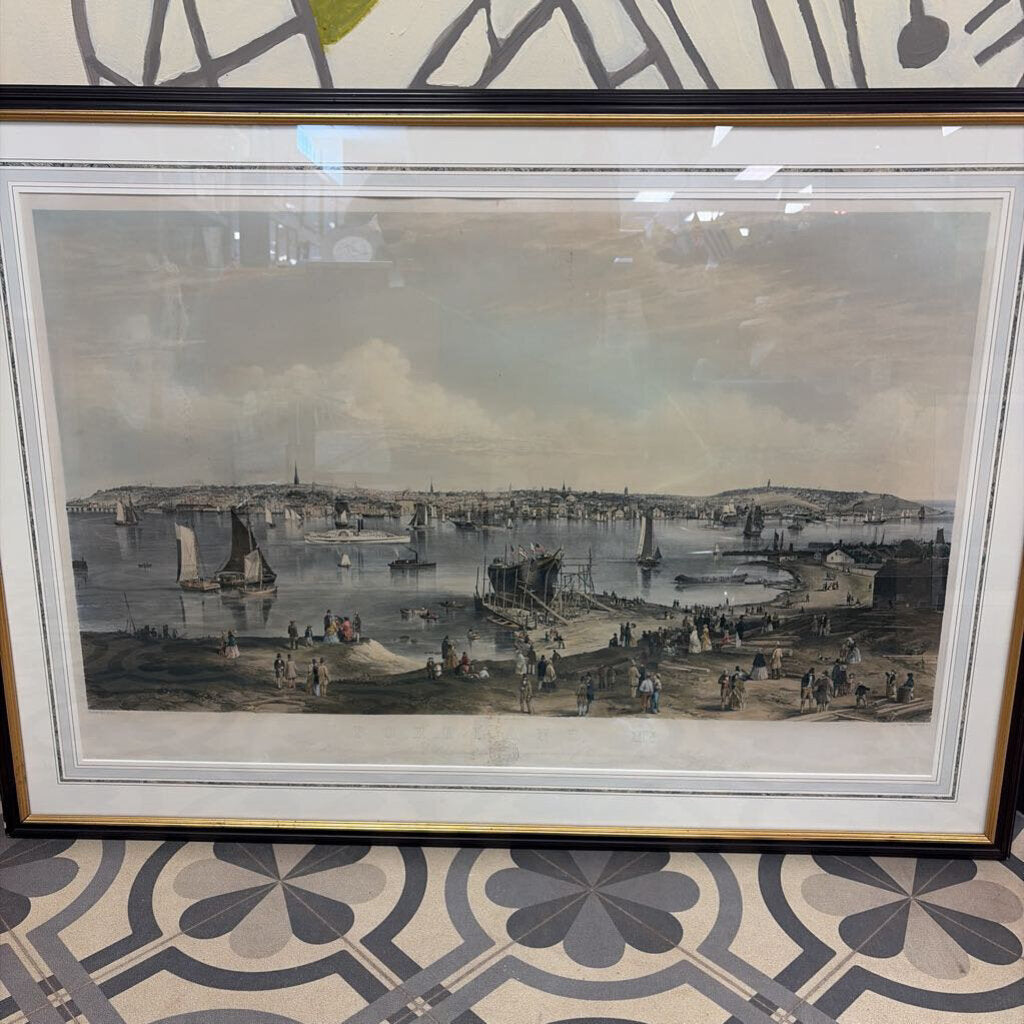 "Portland in 1855" Framed Antique Waterfront Scene Print