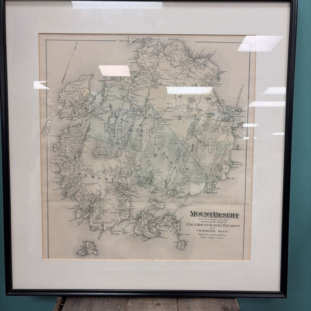 Framed Vintage Map of Mount Desert Island