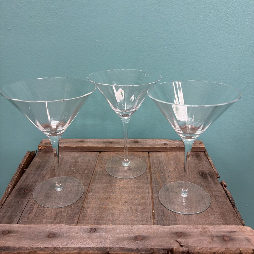 Set of Three Clear Martini Glasses