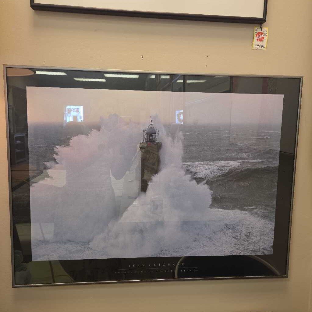 Jean Guichard Framed Photo Print - "Phares Dans La Tempete"