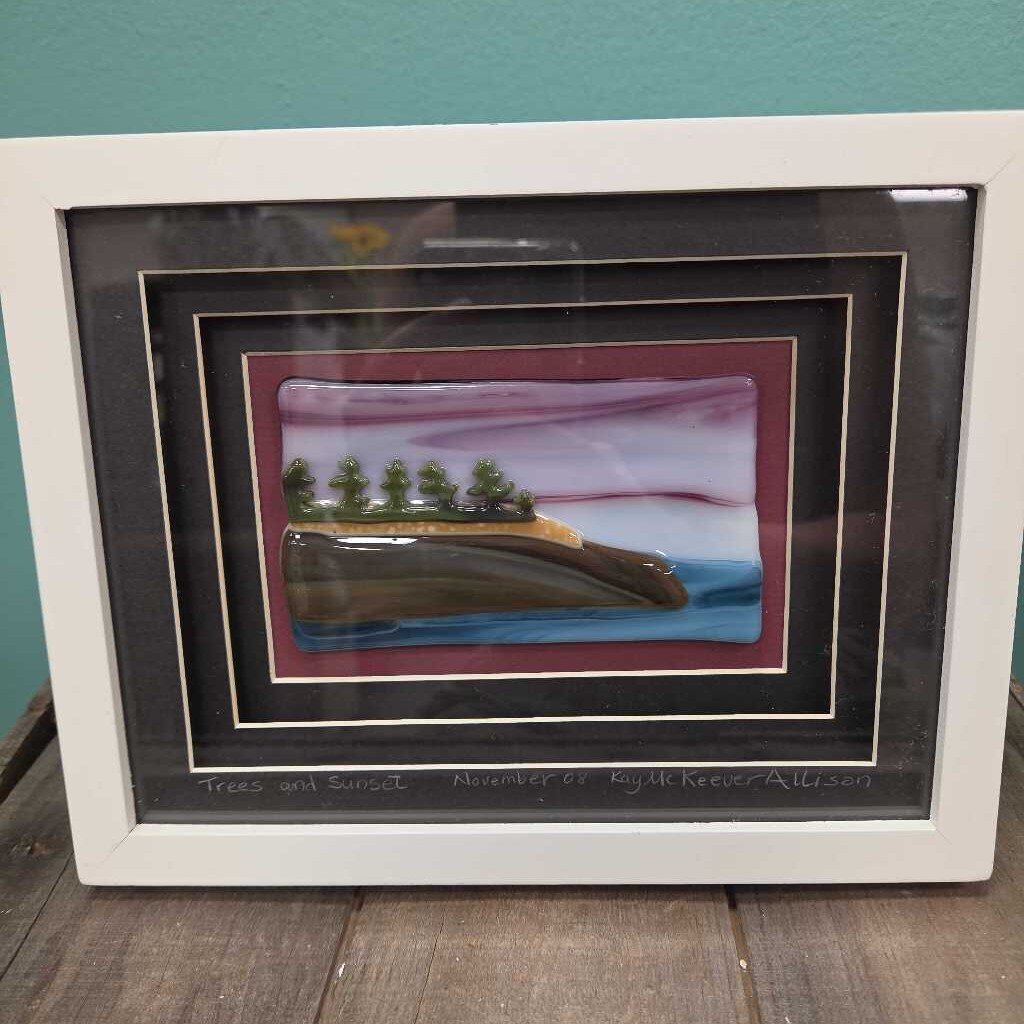 "Trees and Sunset" Fused Glass Mosaic Art by Kay McKeever Allison