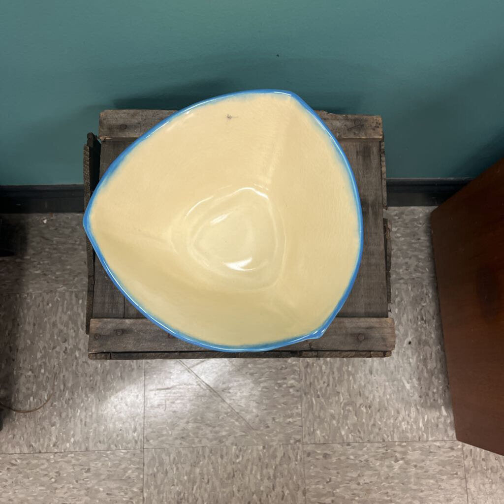 Blue Triangular Glazed Ceramic Mixing Bowl