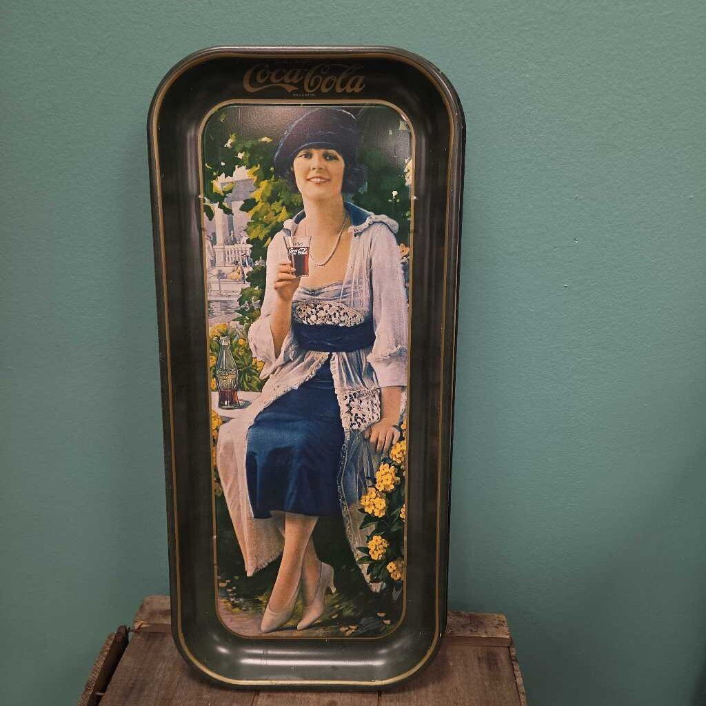 Vintage Coca-Cola Metal Serving Tray with Roaring 20s Flapper