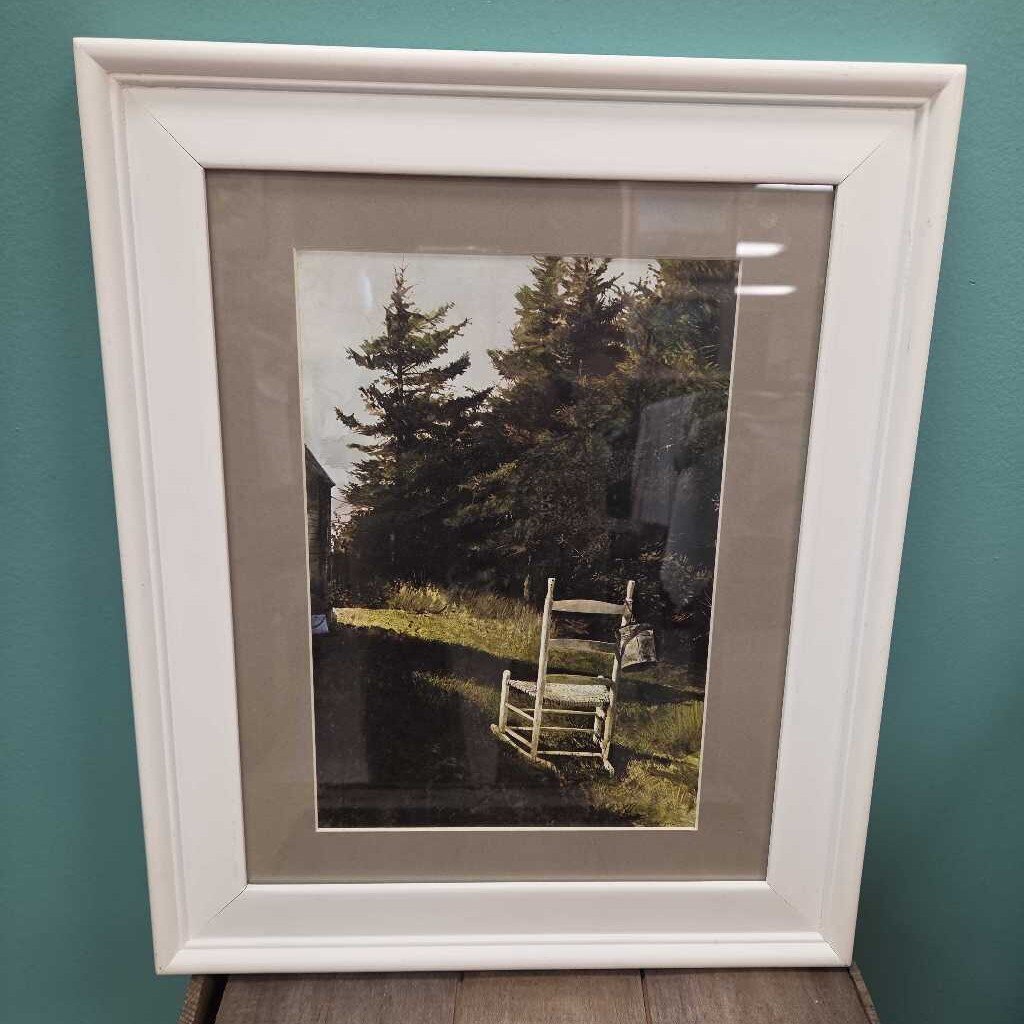 "Lawn Chair" by Andrew Wyeth - Custom Matted and Framed Print
