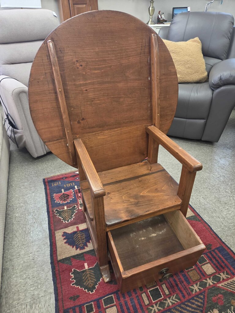 Vintage Pine Tilt Top Table with Tavern Bench and Drawer