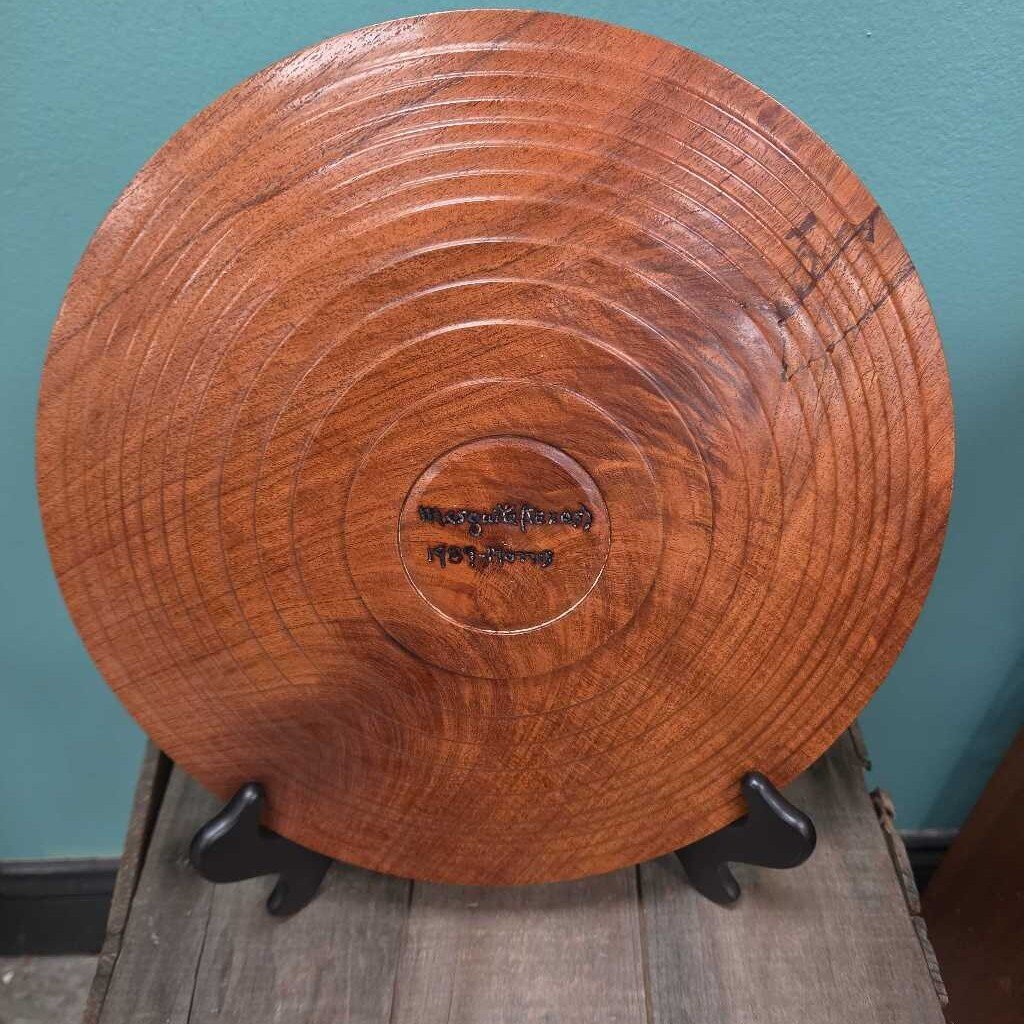 Hand Turned Mesquite Plate. Signed on back “Mesquite, Texas 1989 Morris"