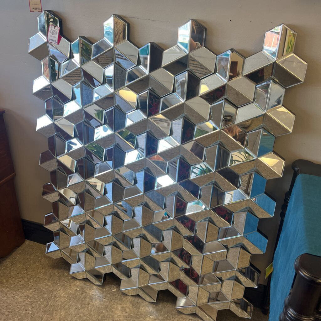 Mid-Century Modern Hexagonal Mirror Wall Art