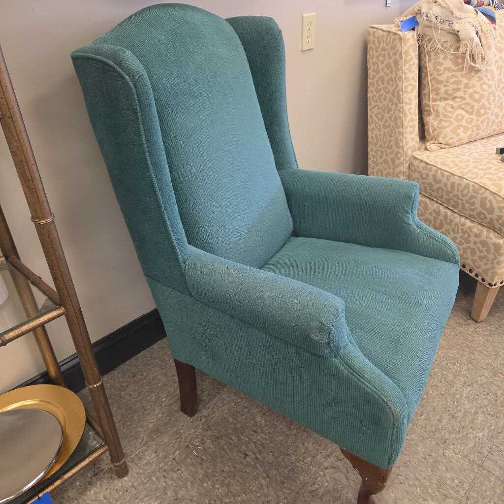 Vintage Teal Wingback Armchair