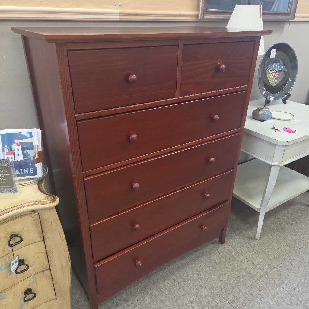 6-Drawer Wood Dresser with Warm Cherry Finish