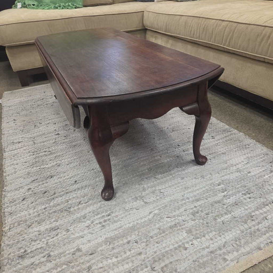 Vintage Mahogany Drop Leaf Coffee Table with Cabriole Legs
