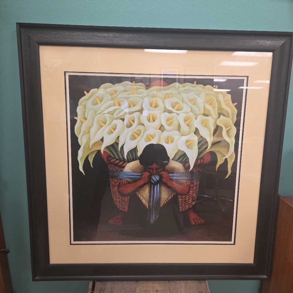 "El Venedor de Alcatraces" by Diego Rivera - Print, Matted and Framed