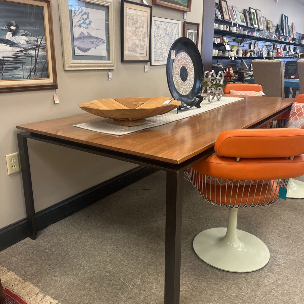 Custom Made Solid Wood Dining Table with Metal Frame