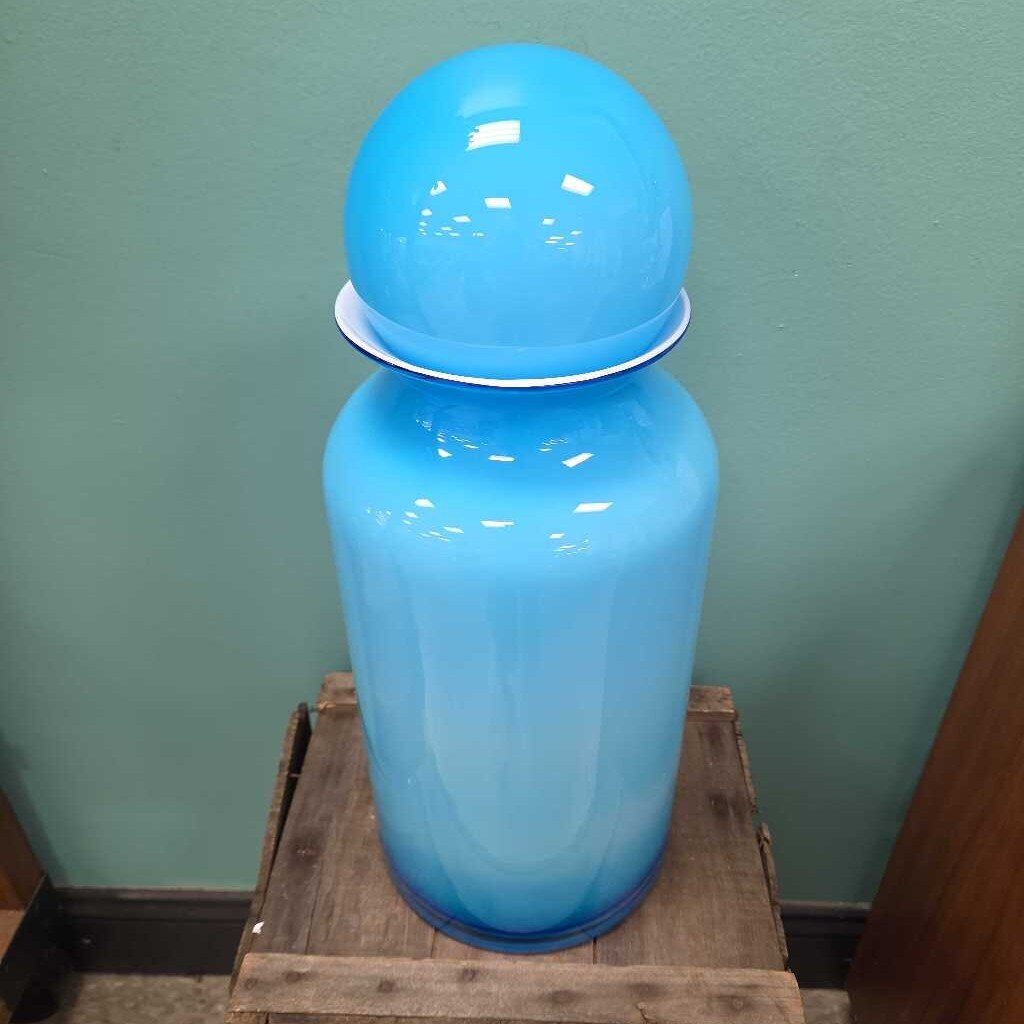 Vintage Pottery Barn Hand Blown Glass Vase with Bubble Top