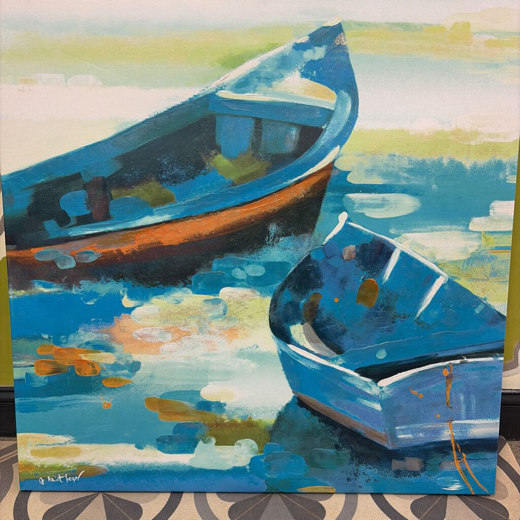 Blue Boats Canvas Art
