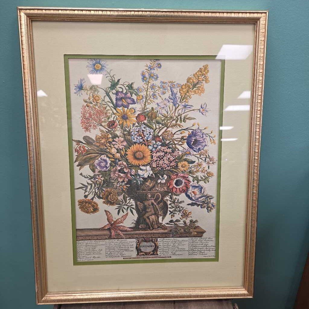 Vintage Furber November Flowers Print