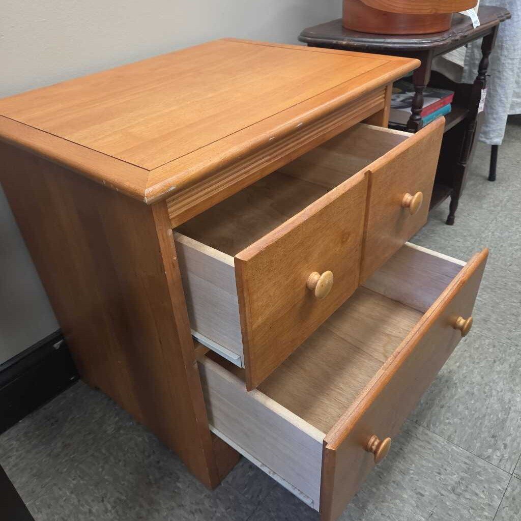 Solid Wood 2-Drawer Nightstand