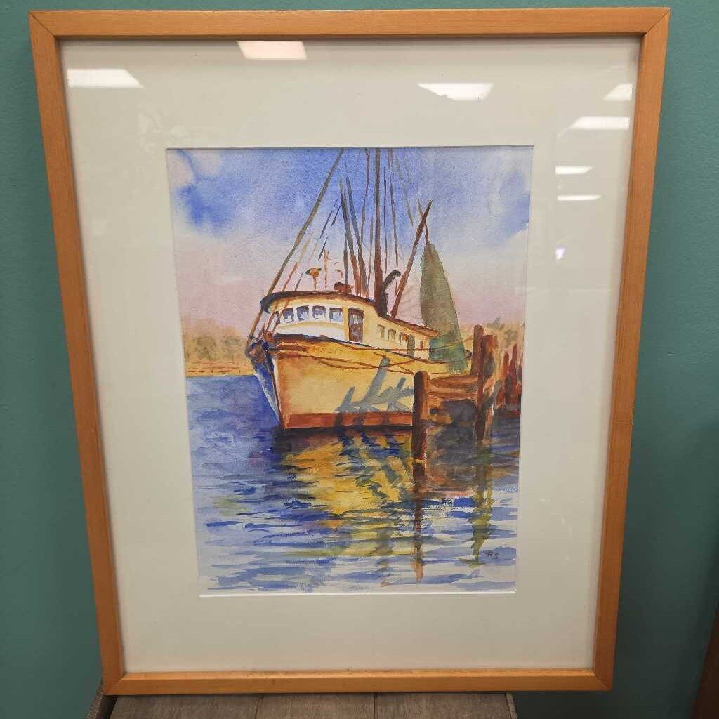 Original Sailboat Watercolor on Paper by Rudolph H. Sissa (Maine Artist)