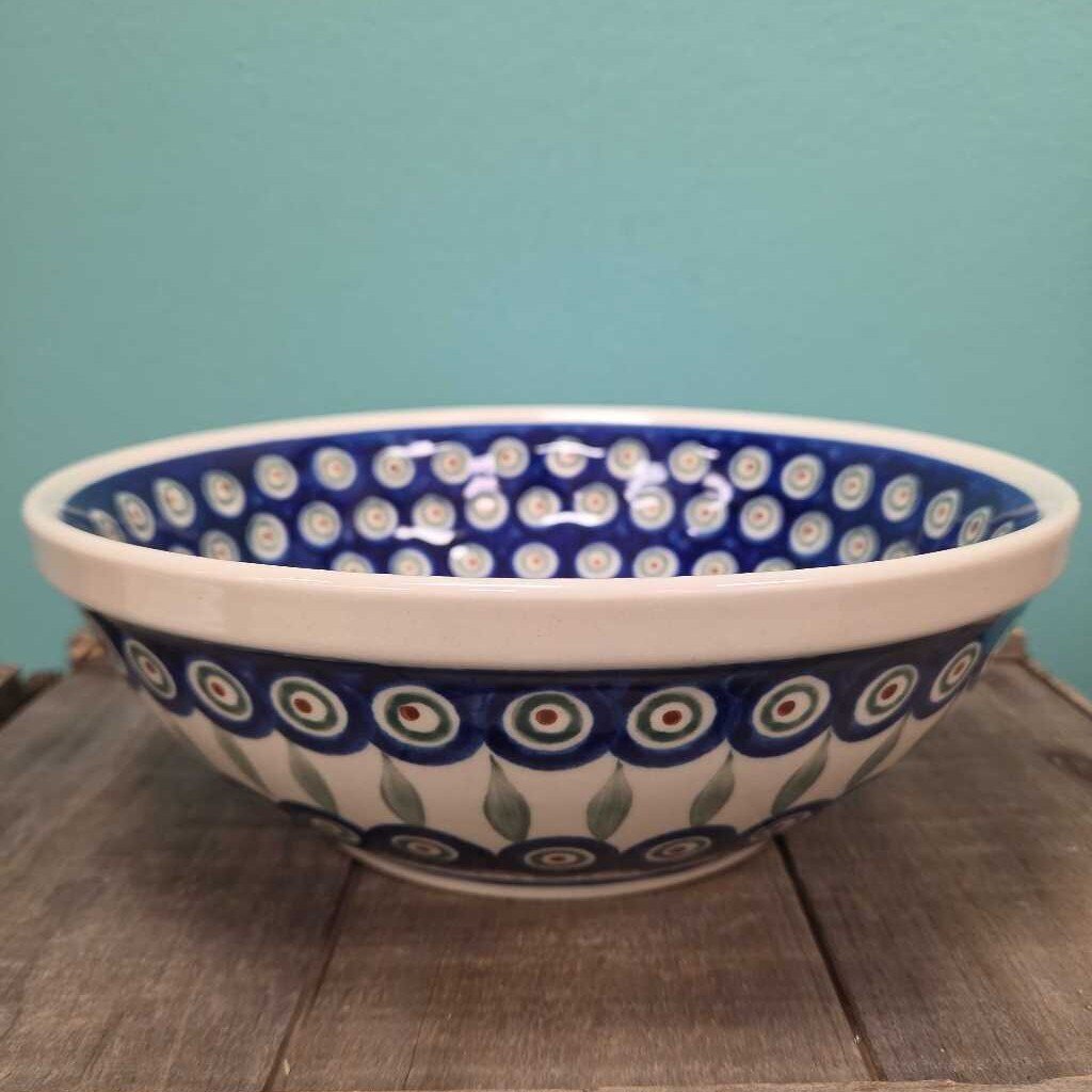 Boleslawiec Polish Pottery Stoneware Serving Bowl - Peacock Pattern