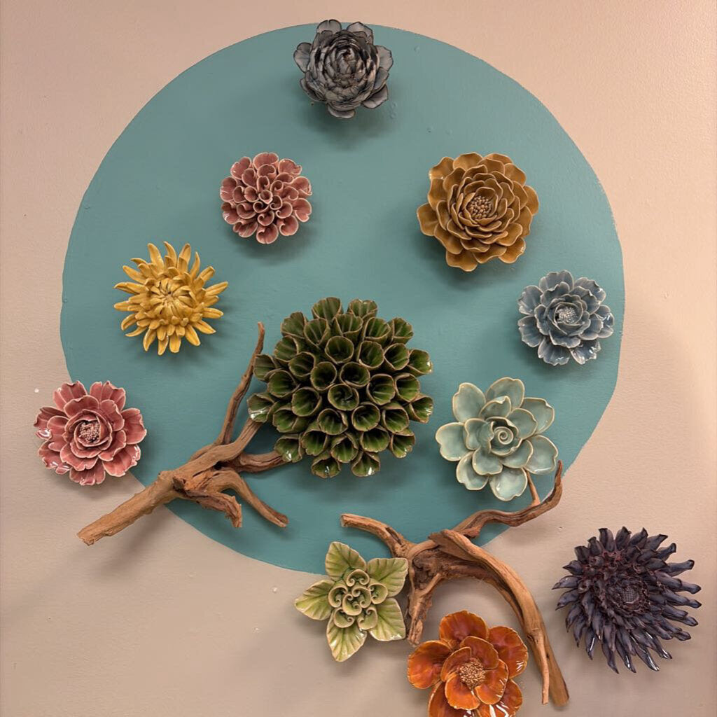 Chive Boho Ceramic Flowers Modern Wall Art Faux Floral Decor