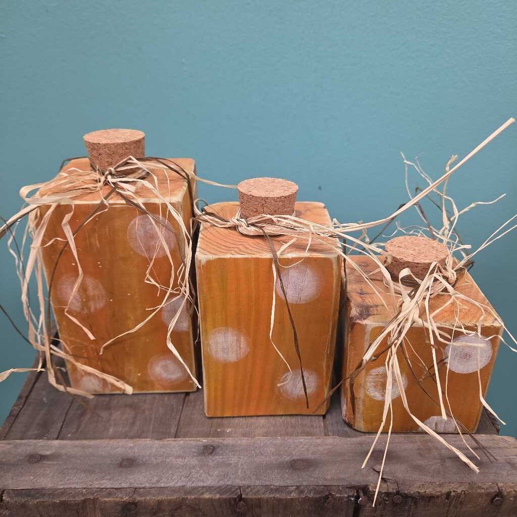 Rustic Wooden Decorative Pumpkins w/Polka Dots - Set of 3