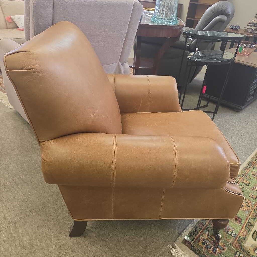Pottery Barn "Brooklyn" Leather Club Armchair with Nailhead Trim (2 Available)