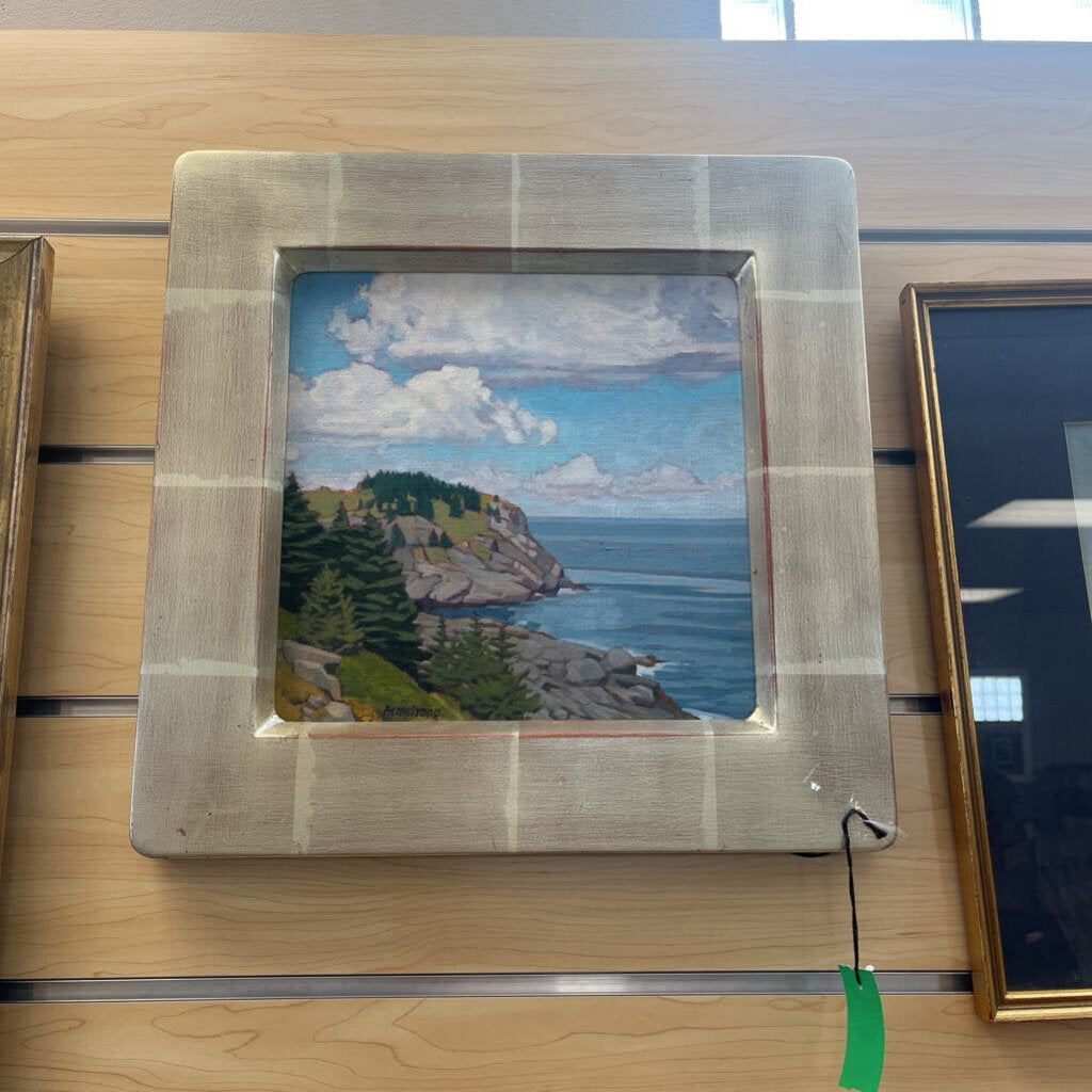 Rocky Coast by Liz Armstrong - Oil on Canvas in Sliver Leaf Gold Frame