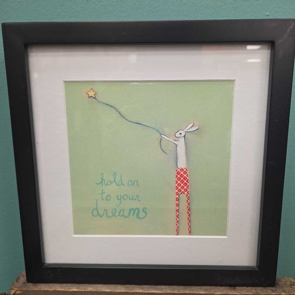 "Hold On To Your Dreams" Custom Matted & Framed Whimsical Wall Art