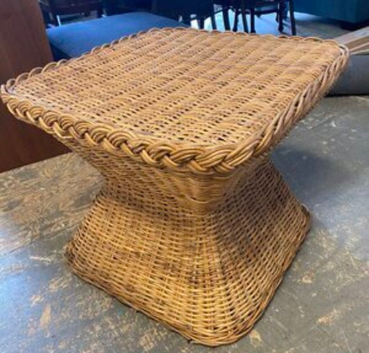 Coastal Braided Rattan Side Table