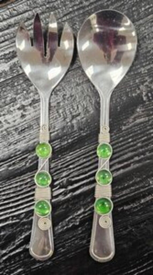Stainless Steel Jeweled Salad Tong Set