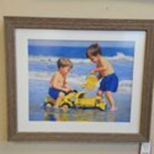 "Engineering the Beach" by Candace Lovely Framed Print