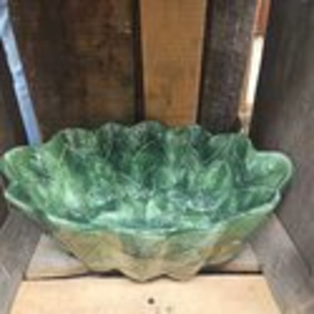 Overlapping Green Leaf Ceramic Serving & Salad Bowl - Made in Italy