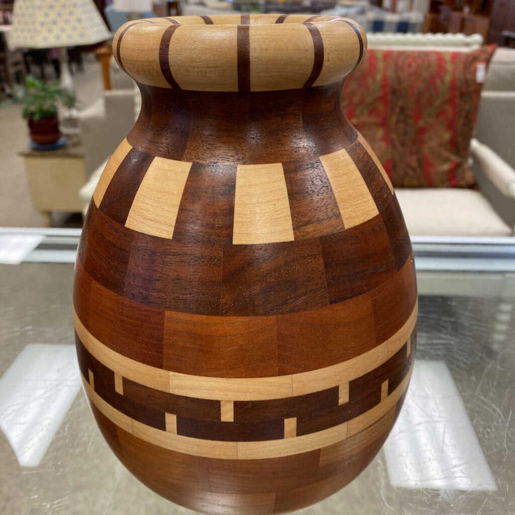 Wood Marquetry Jar Vase