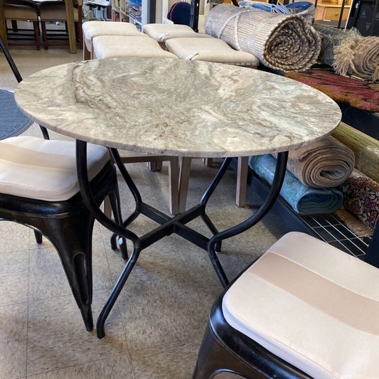 Industrial Marble Top 2 Chairs