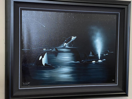 Wyland Orcas Starry Night Giclee Print